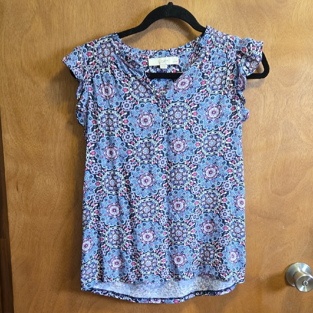 LOFT Ruffle Sleeve Tank Top XS Petite